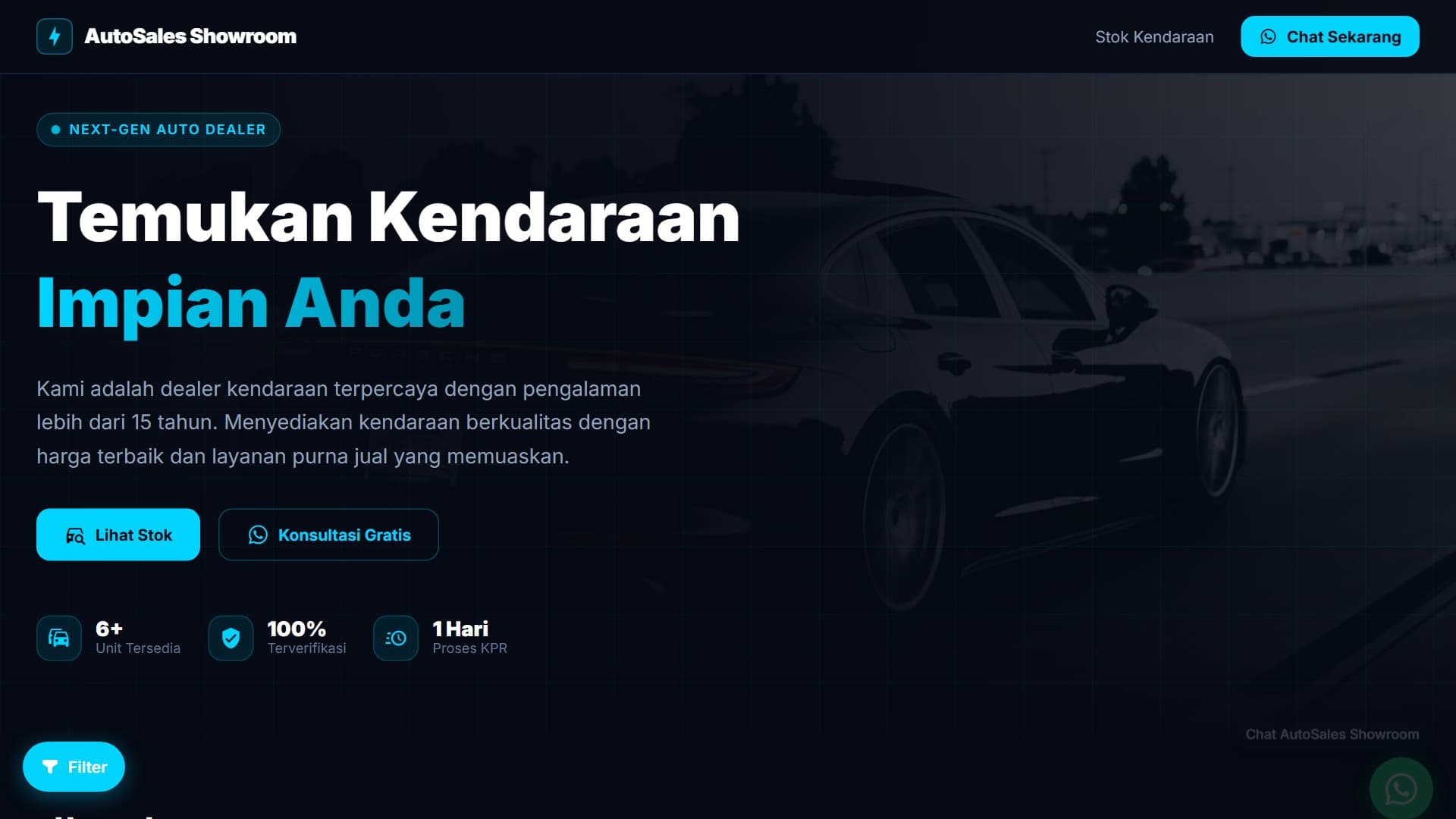 Preview template Electric Neo untuk website dealer kendaraan