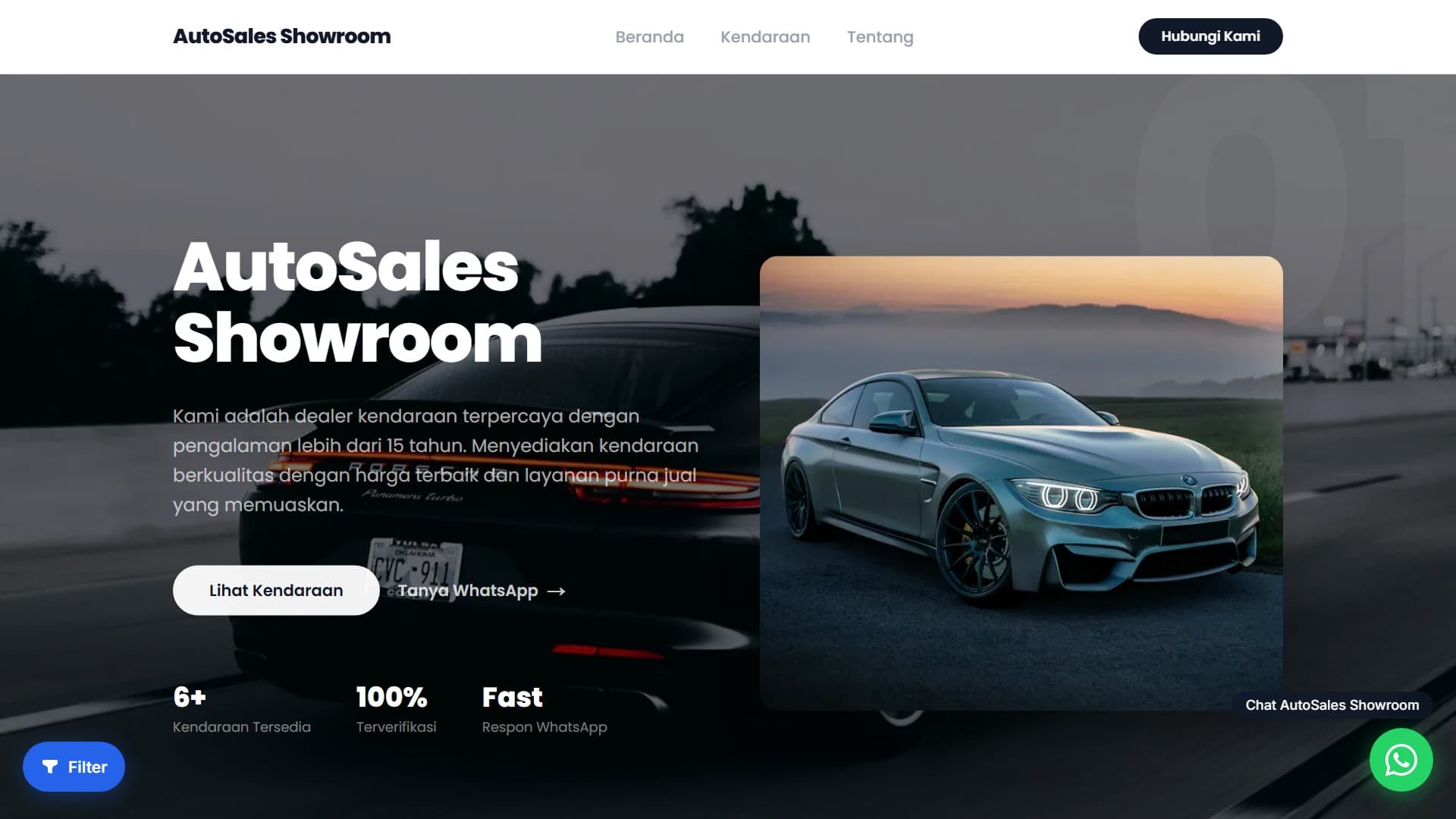 Preview template Minimalist Clean untuk website dealer kendaraan